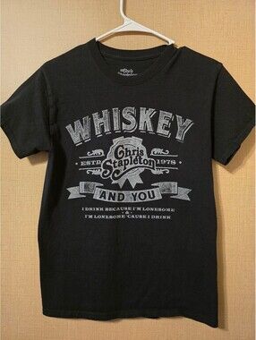 Chris Stapleton Whiskey And You Black Cotton T-Shirt Size S